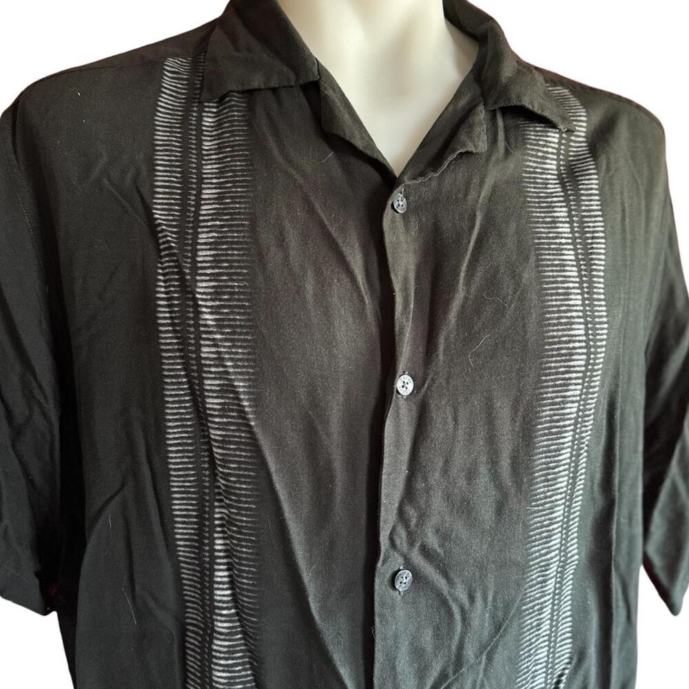 Vintage Shirt Mens XL Black Button Down 90s Retro Classic Bowling Rockabilly - Picture 2 of 8